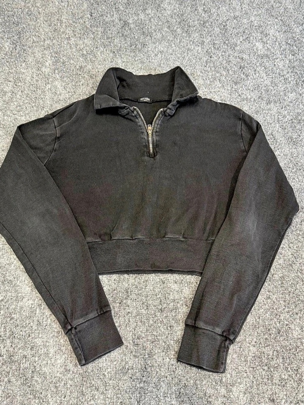 Juicy Couture Cropped Quarter-Zip Sweatshirt Black Size Small